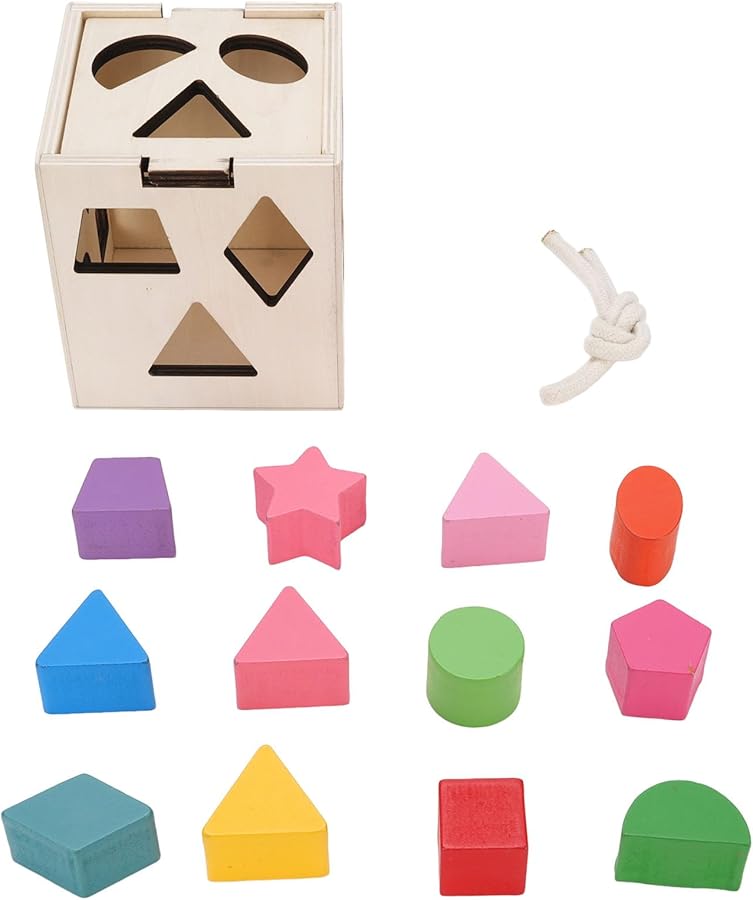 لعبة ألغاز مطابقة الأشكال والألوان الخشبية التعليمية للأطفال بعمر سنة واحدة - Image 1